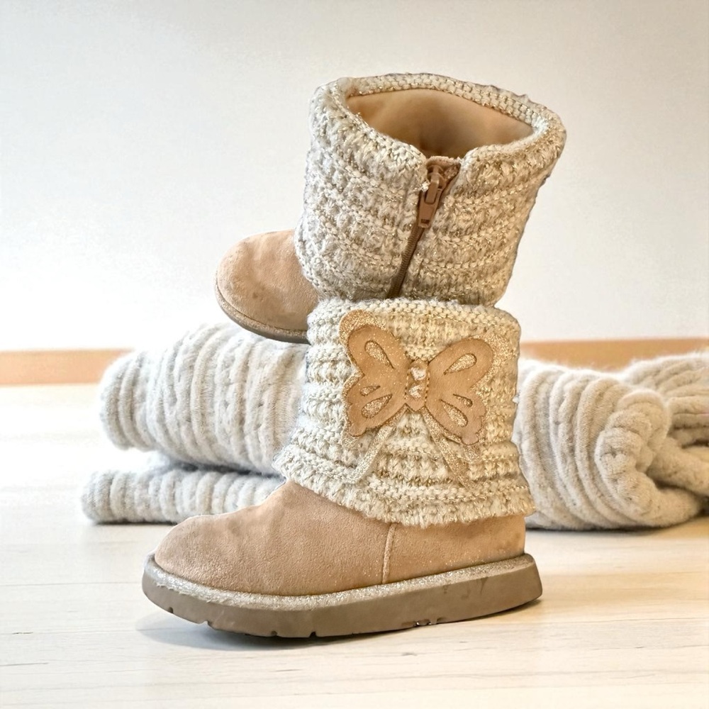 Seychelles Kids Beige Butterfly Knit Boots - Picture 4 of 14